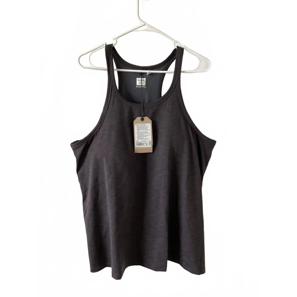 prAna Becksa Tank Plus Women's 2X Black Heather Ribbed Yoga Active Top NWT